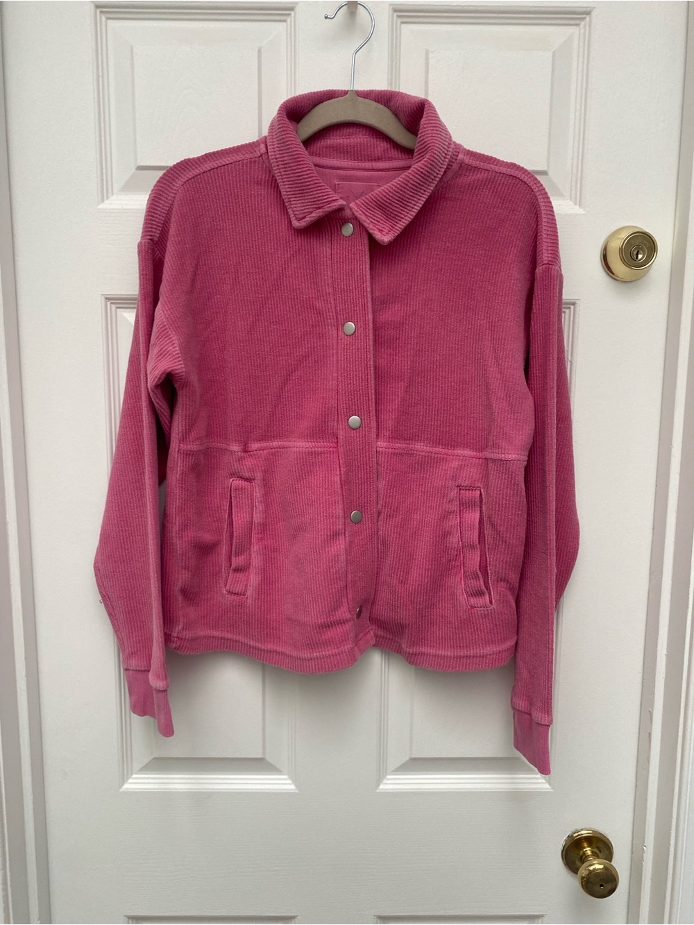 tXs Women's Rose Pink Corduroy Snap Shirt / Jacket w Front Pockets - Small